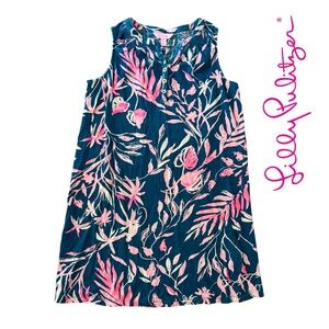 🌸 Lilly Pulitzer 🌸 Girl’s Navy and Pink Floral Dress 100% Cotton
